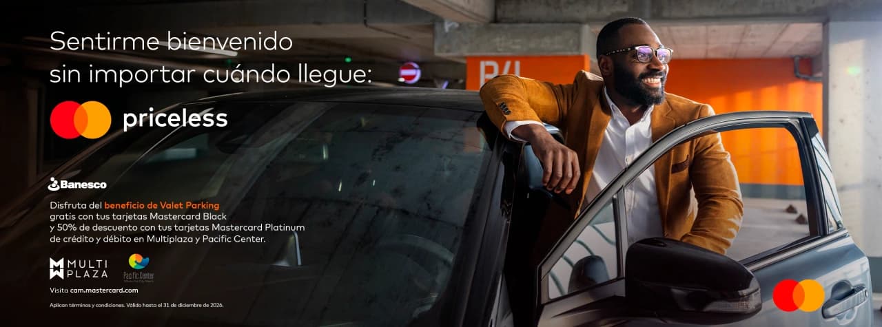 Valet parking gratis en Multiplaza y Pacific Center con Mastercard Banesco