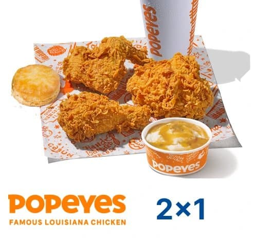 Jueves 2x1 en combo de 3 piezas en Popeyes con Banco General
