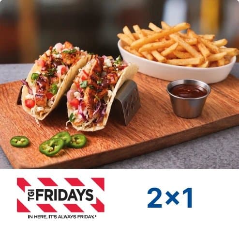 Lunes 2x1 en Grilled Chicken Fajita Tacos en Friday's con Banco General