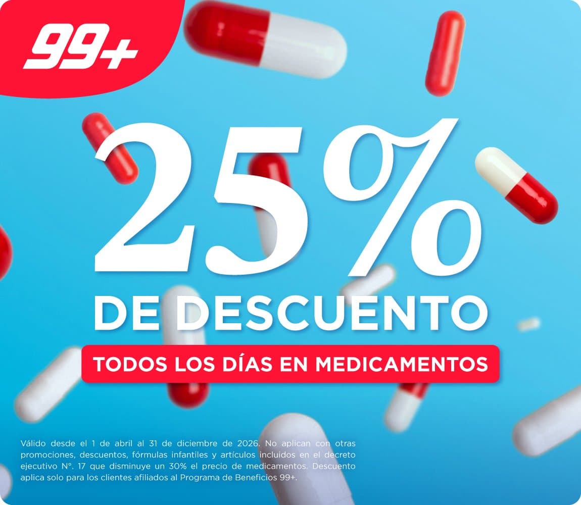 25% de descuento en medicamentos todos los días en Super 99 con 99+