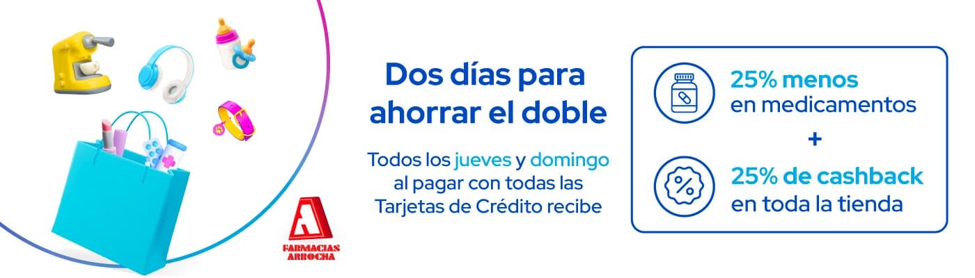 Jueves y domingos 25% de cashback en Farmacias Arrocha con Global Bank